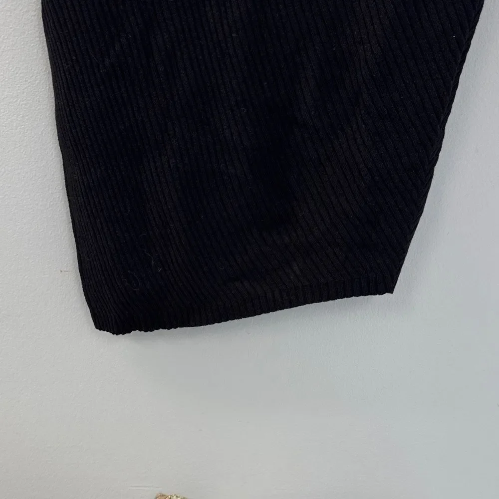 Theory Black Ribbed Pencil Skirt